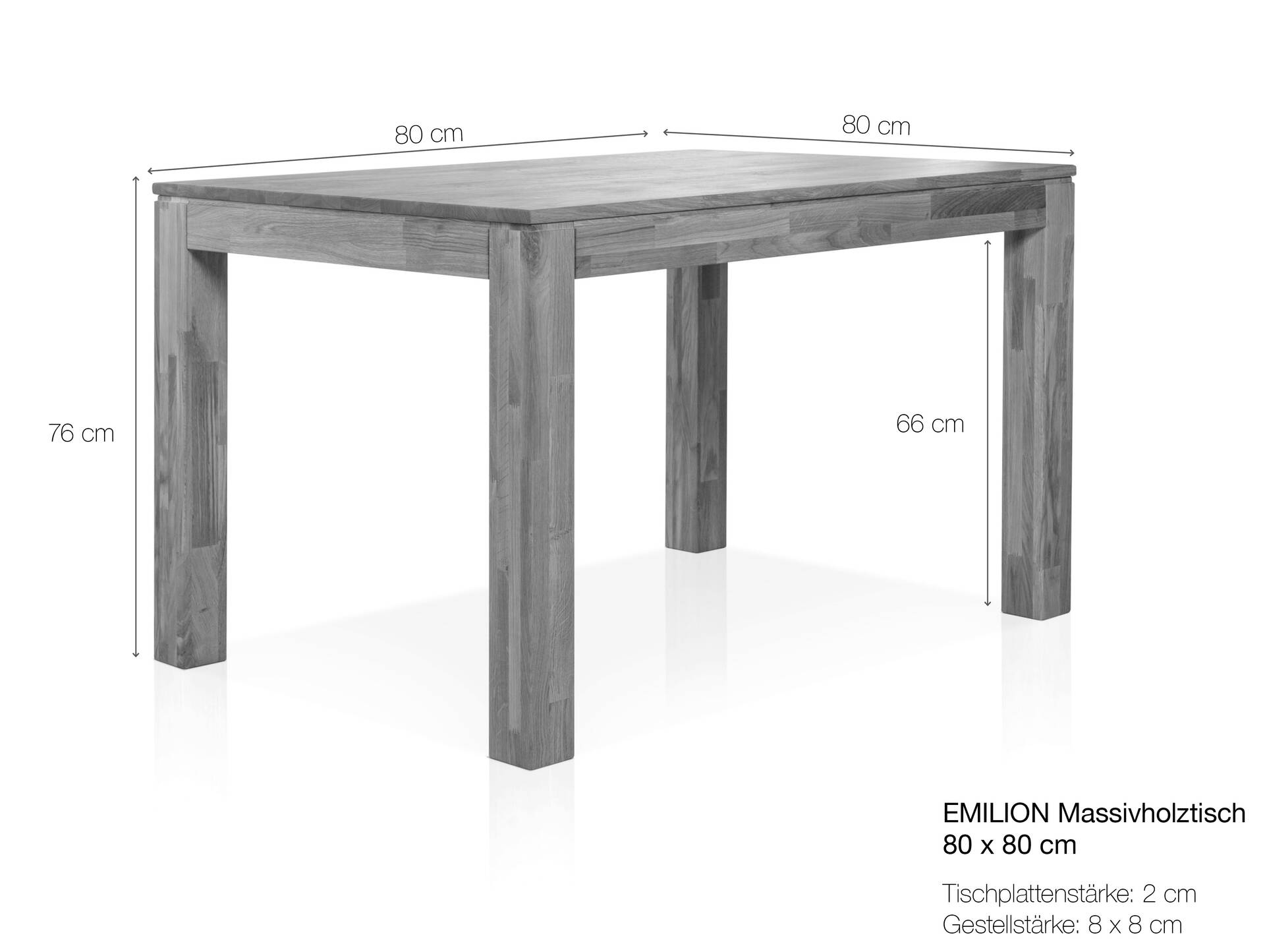 EMILION Esstisch, Material Massivholz, lackiert Buche | 80 x 80 cm