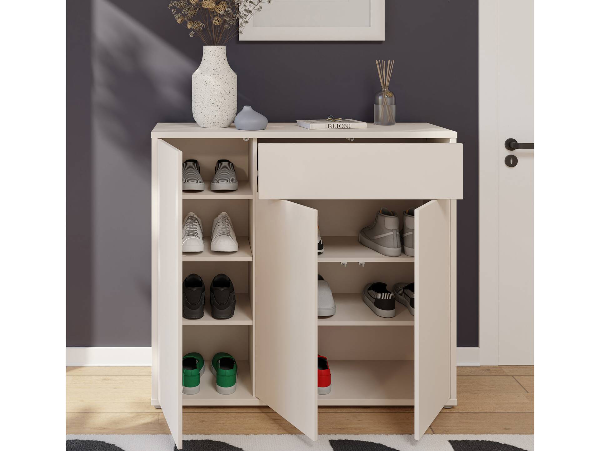 ADIAGO II Schuhschrank II, Material Spanplatte, sand 