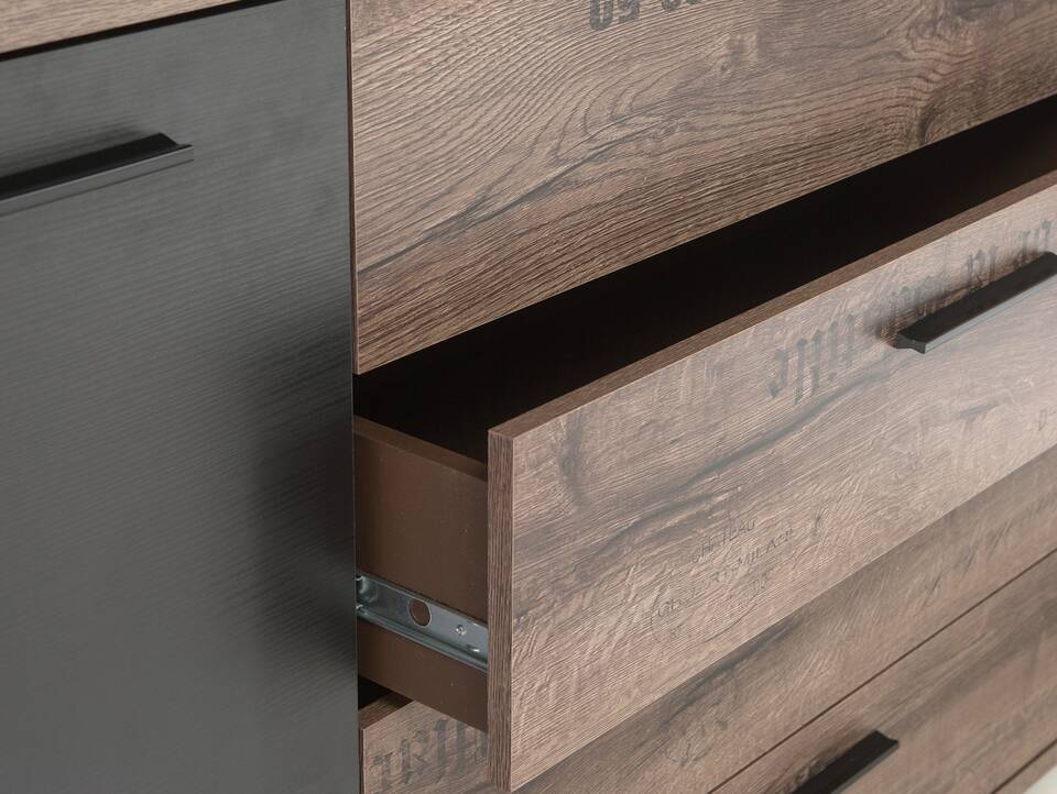 JESOLO Kommode, 1 Tür + 4 Schubkästen, Material Dekorspanplatte, schlammeichefarbig 