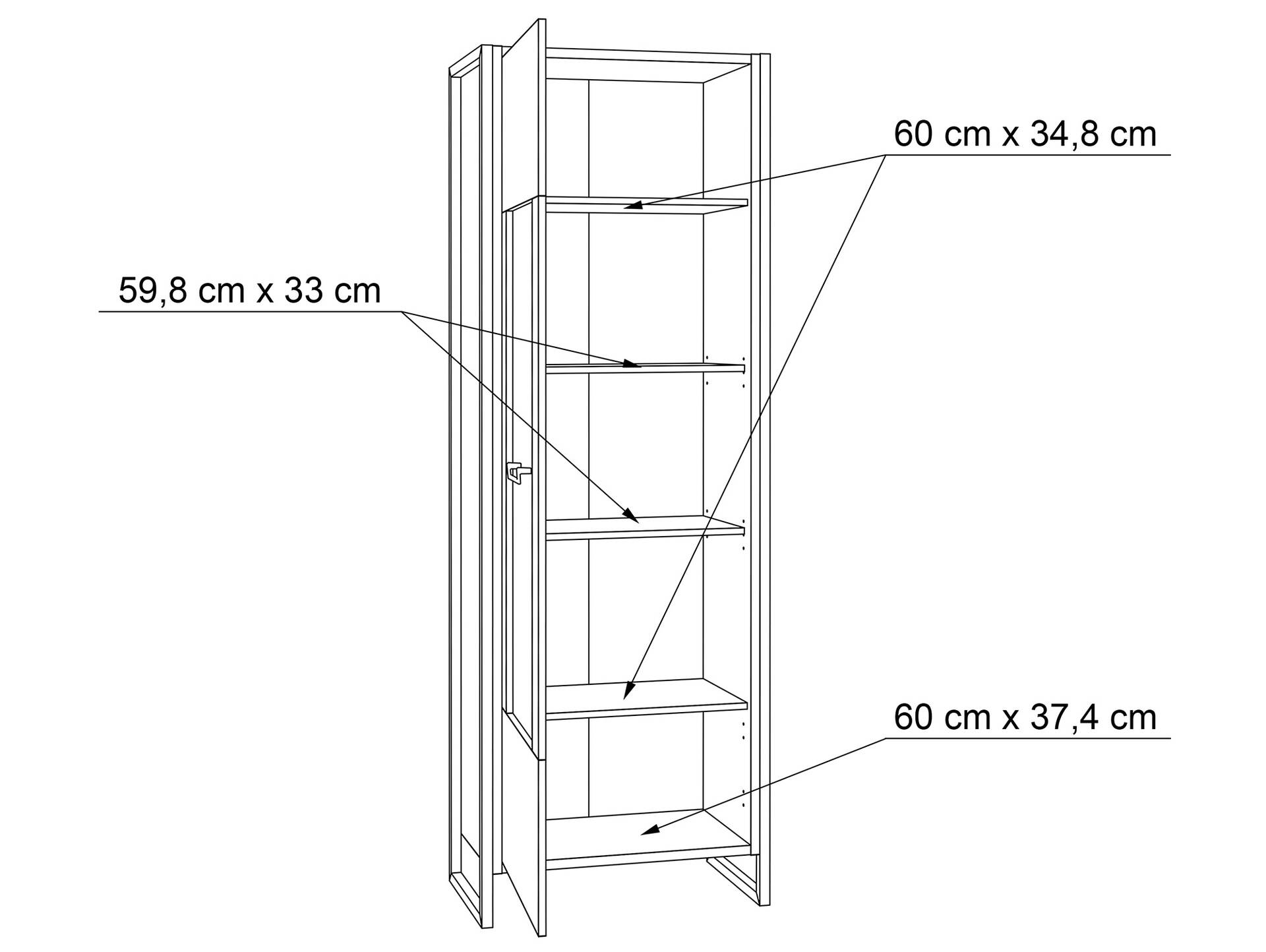 HANIKA Vitrine, Material Dekorspanplatte, eichefarbig/betonfarbig 