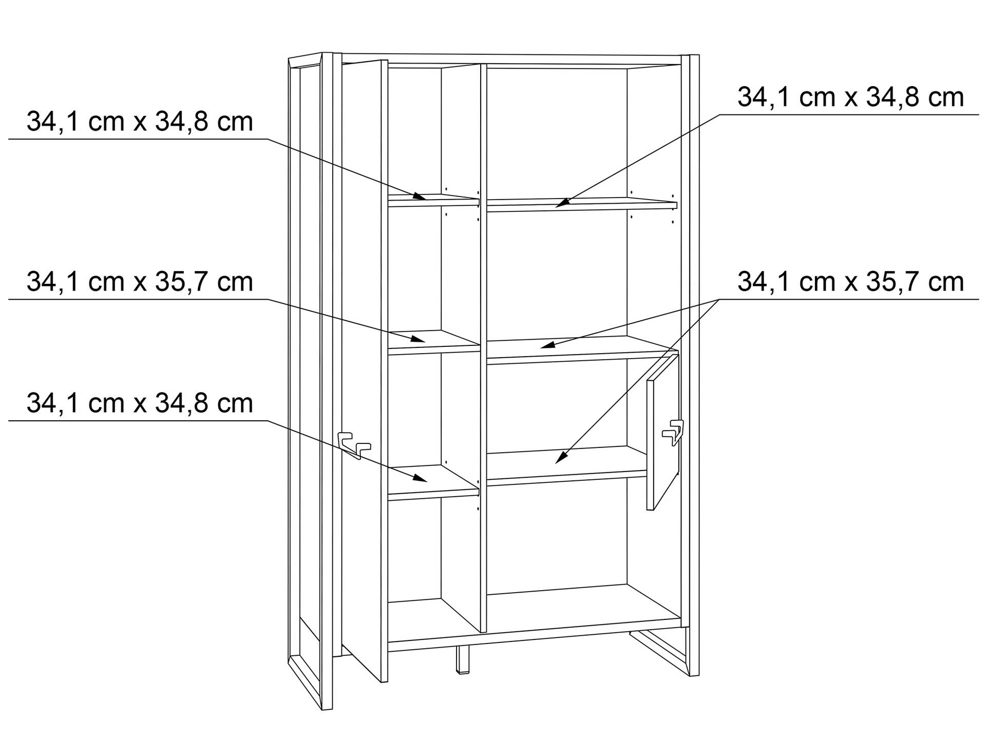 HANIKA Regal / Wohnzimmerschrank, Material Dekorspanplatte, eichefarbig/betonfarbig 