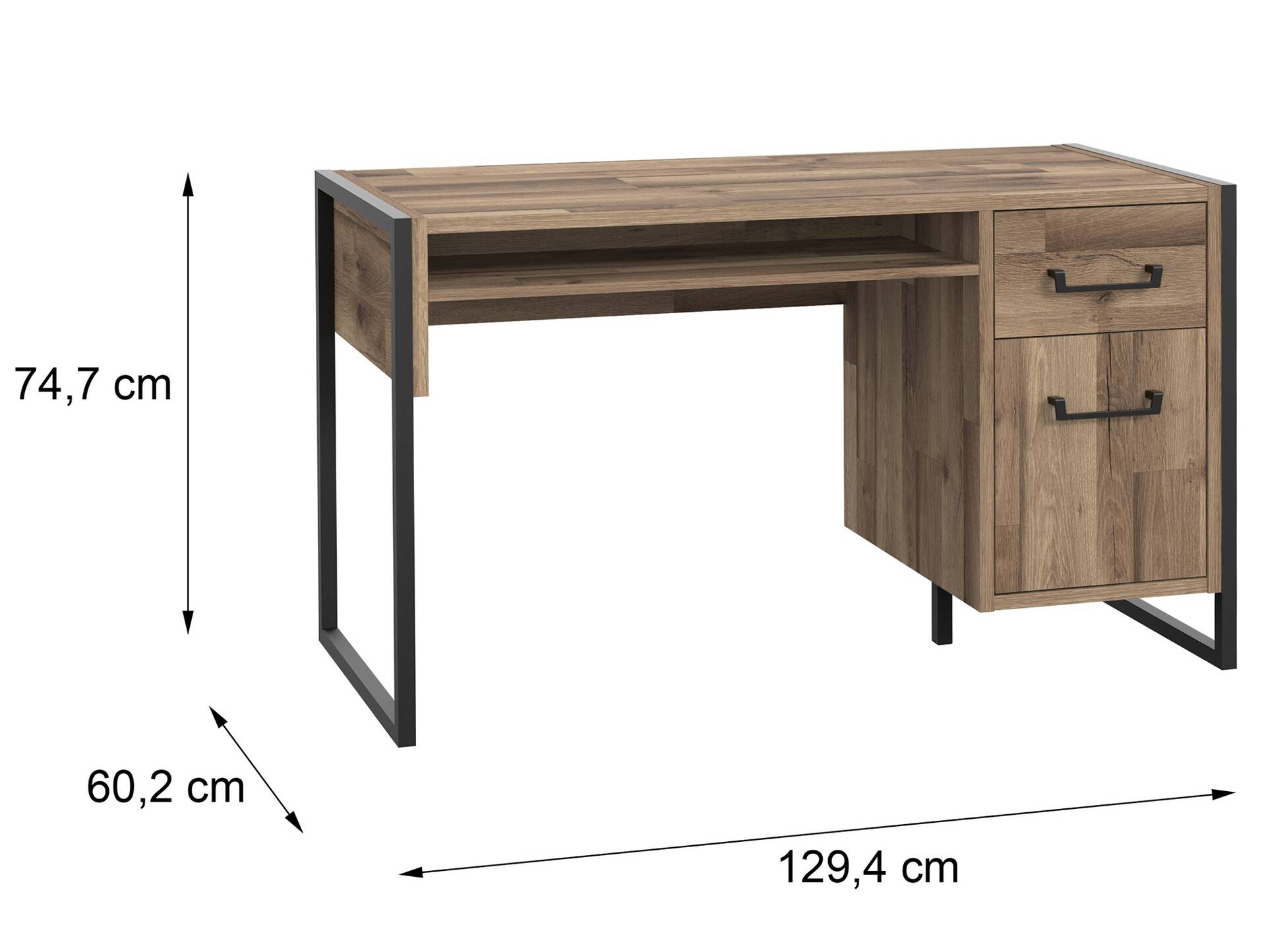 HANIKA Schreibtisch, Material Dekorspanplatte, eichefarbig 