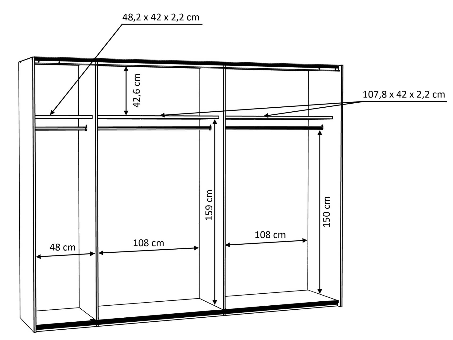 TEMMY Schwebetürenschrank, Material Spanplatte, Artisan Eiche Nachbildung 