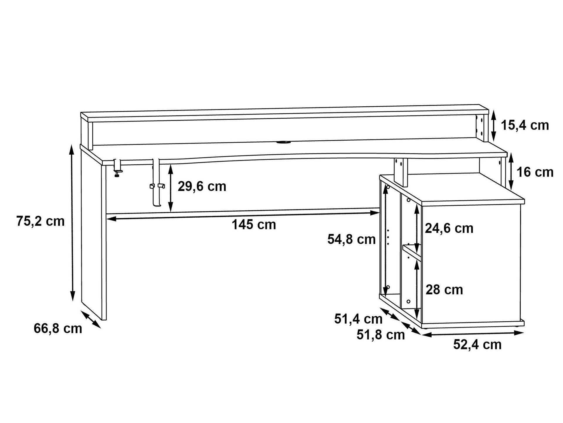 TEZO BIG Gaming Schreibtisch, Material Dekorspanplatte, schwarz matt 