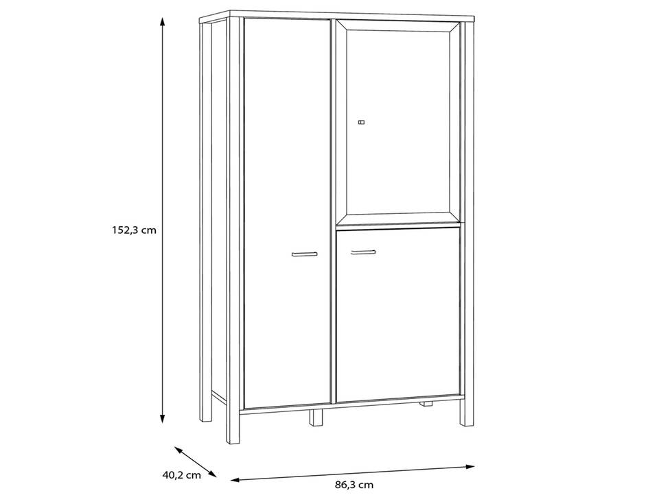 HAVANO Highboard II, Material Dekorspanplatte, Riviera Eichefarbig/schwarz 
