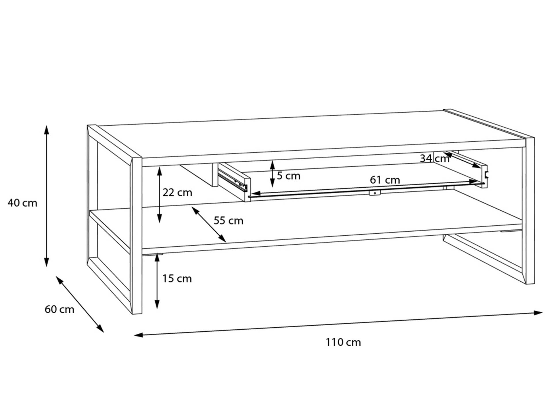 HAVANO Couchtisch, Material Dekorspanplatte, Riviera Eichefarbig/schwarz 