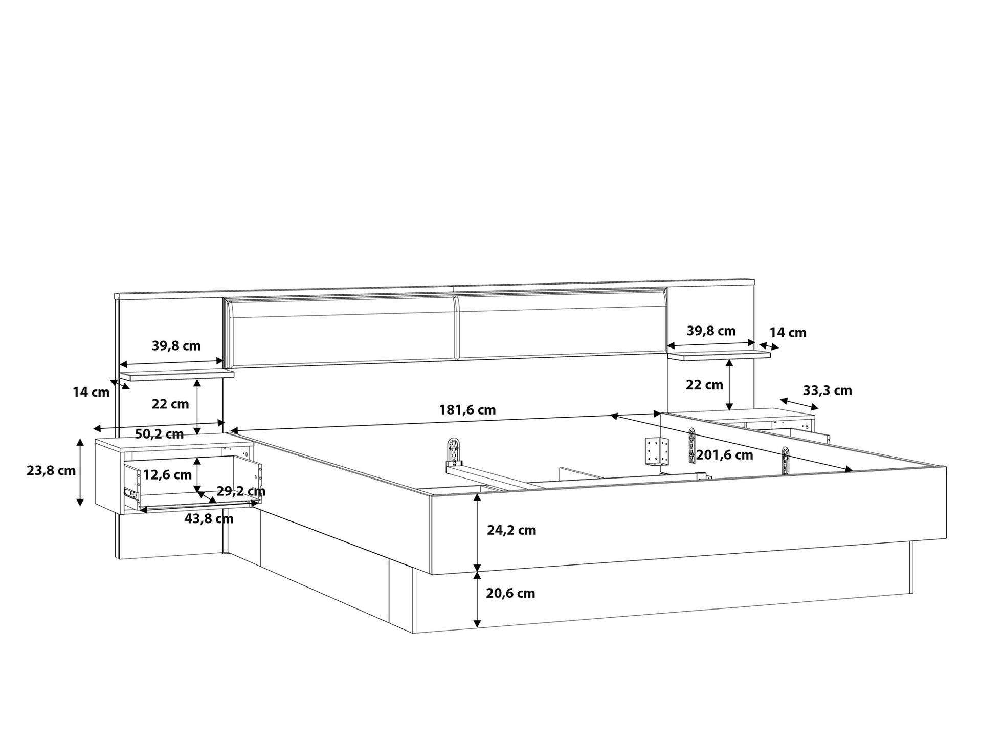 WELLIGTON Komplett-Schlafzimmer, Material Dekorspanplatte, Flagstaff Eichefarbig/grau 