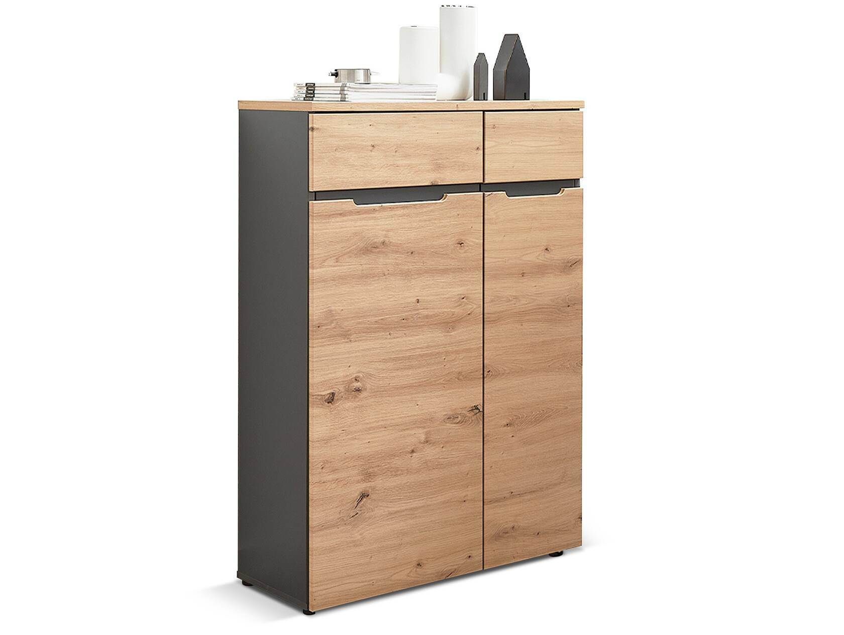 MAILAND Komplettbüro, Material Dekorspanplatte Artisan Eichefarbig / Graphit