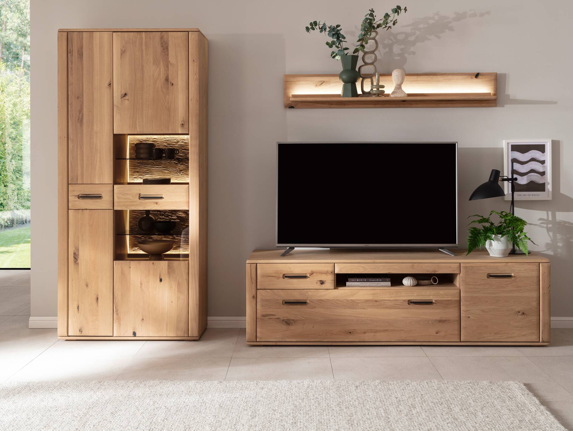ASKARO Highboard II, Material Teilmassiv, Balkeneiche geölt 