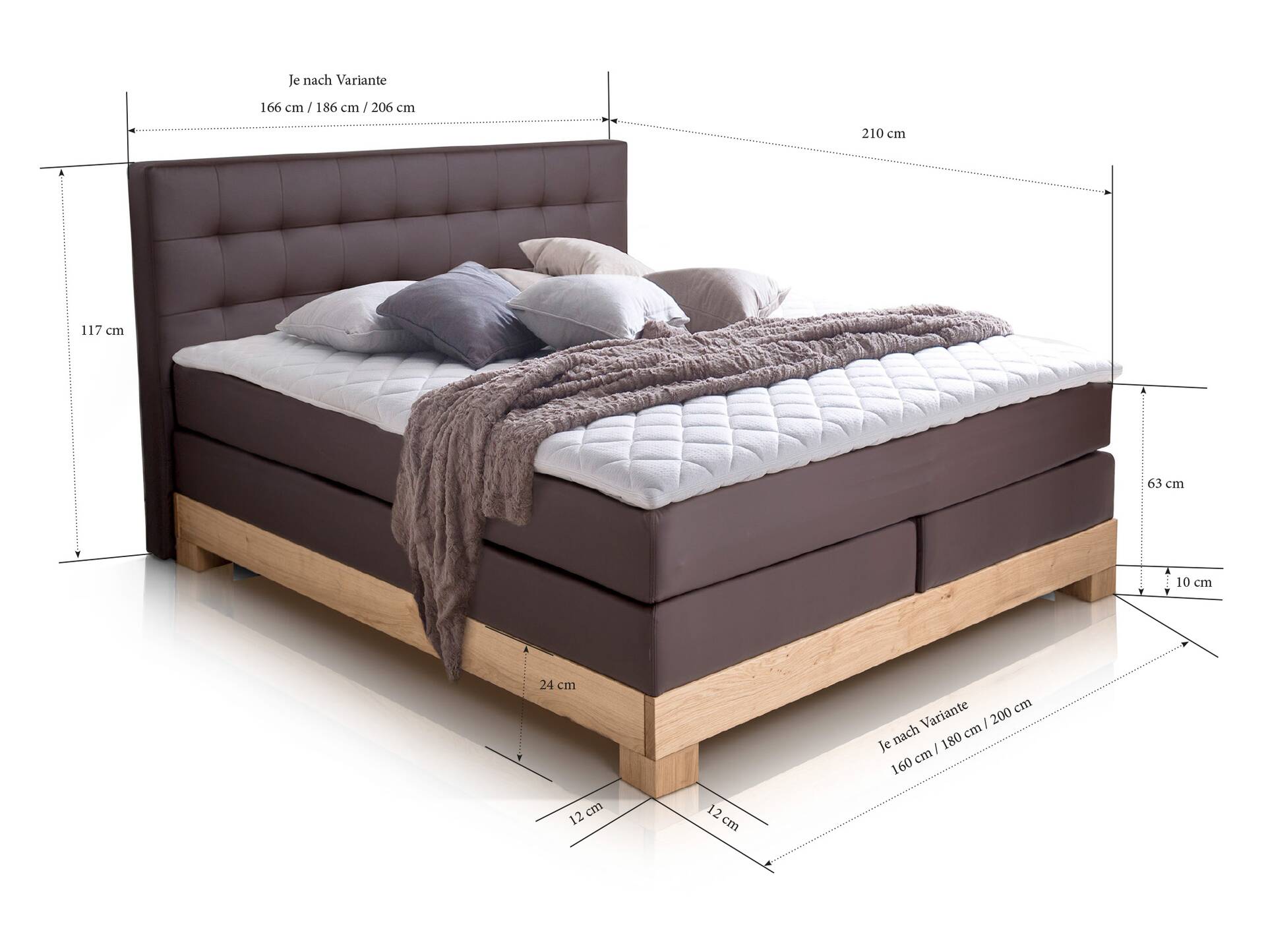 ARCHE Boxspringbett mit Massivholzrahmen 