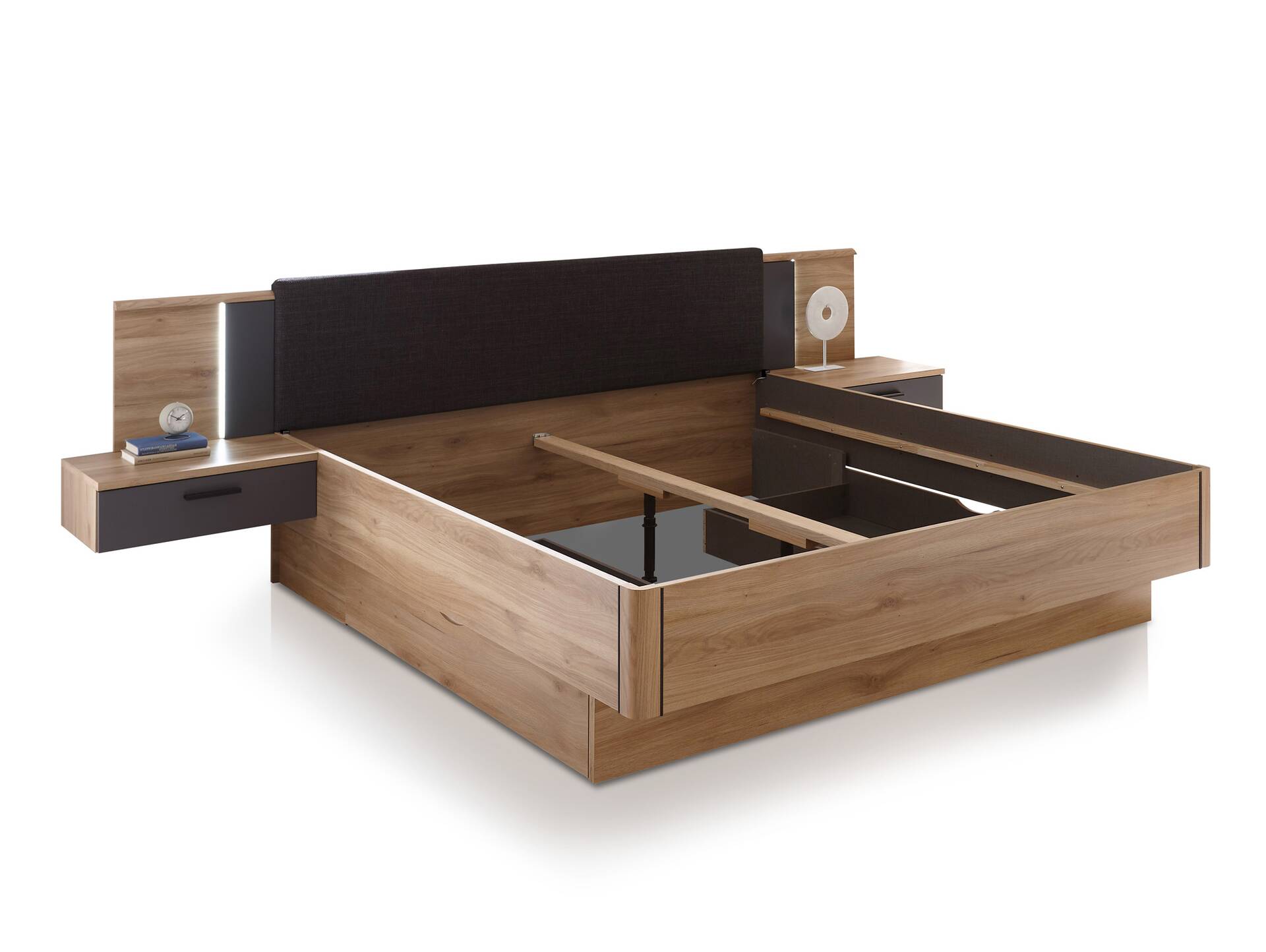 AUCKLAND Komplett-Schlafzimmer, Material Dekorspanplatte, Mauvella Oak Nachbildung/graphit 