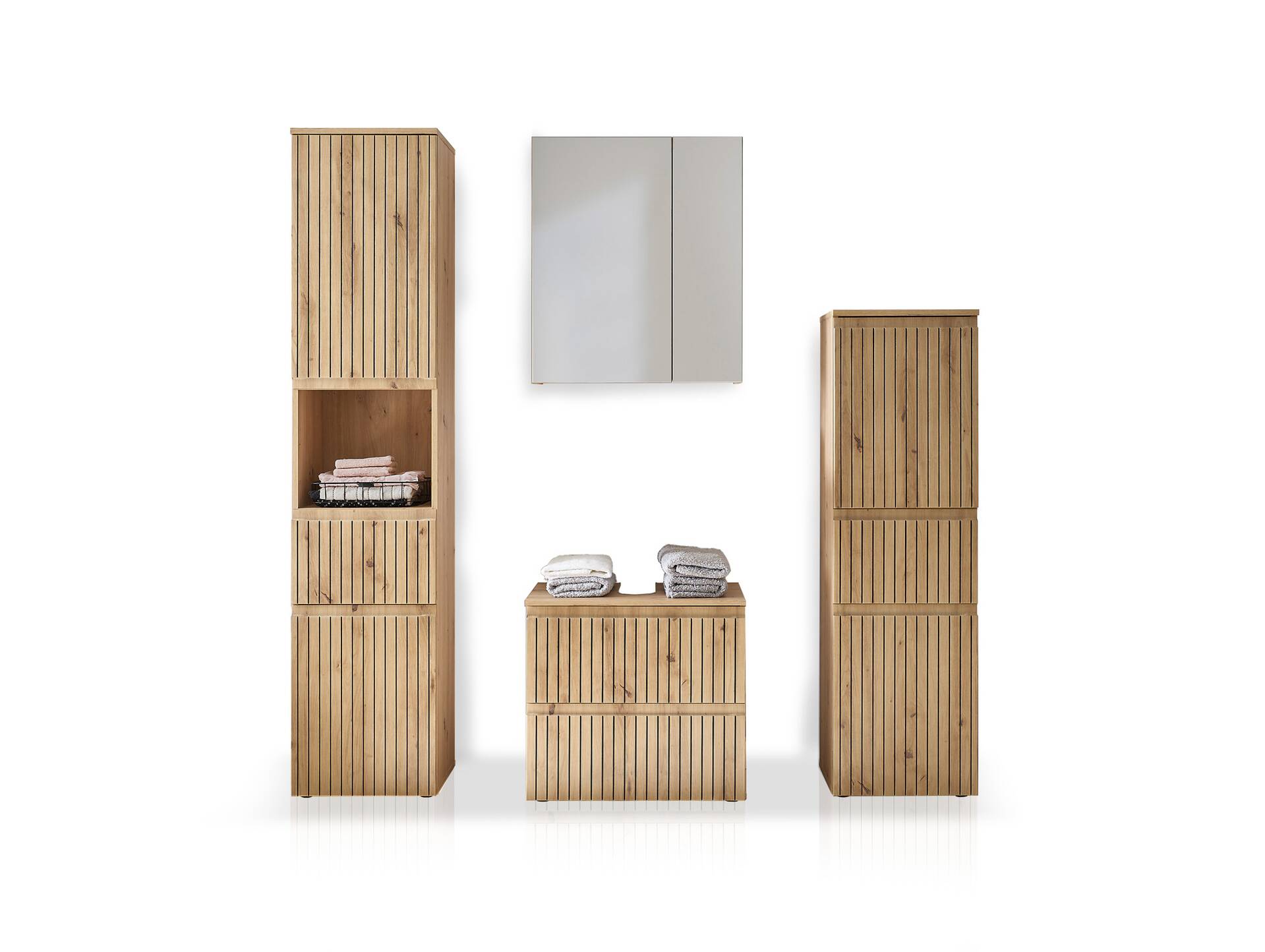 ASKINO Hochkommode fürs Badezimmer, Material Dekorspanplatte, Artisan Eiche Nachbildung 