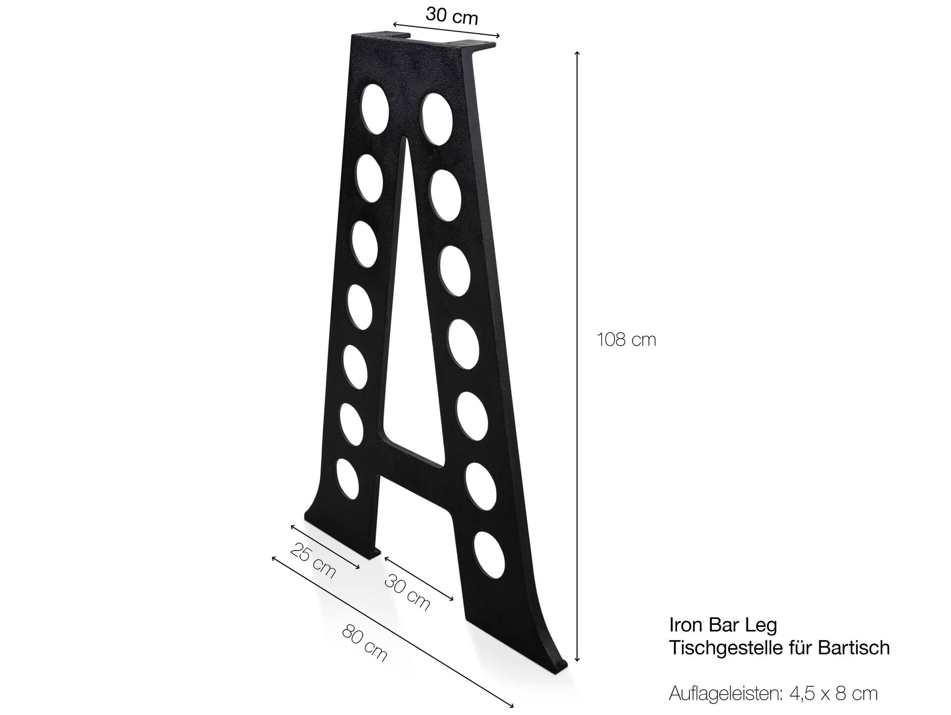 1 Paar Gestelle für Bartisch, Material Gusseisen, Schwarz 