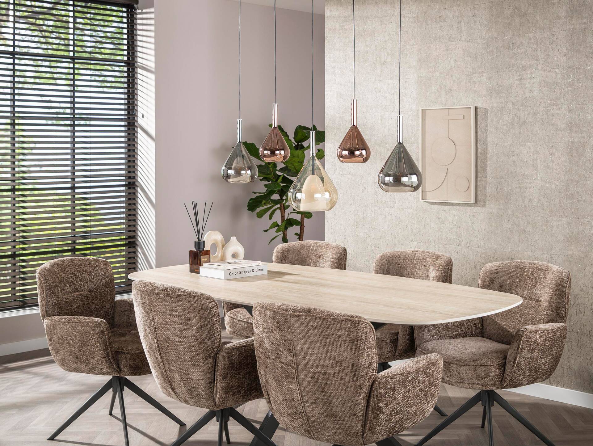 HELIN Pendelleuchte, 5-flammig, Material Glas, 3-farbig 