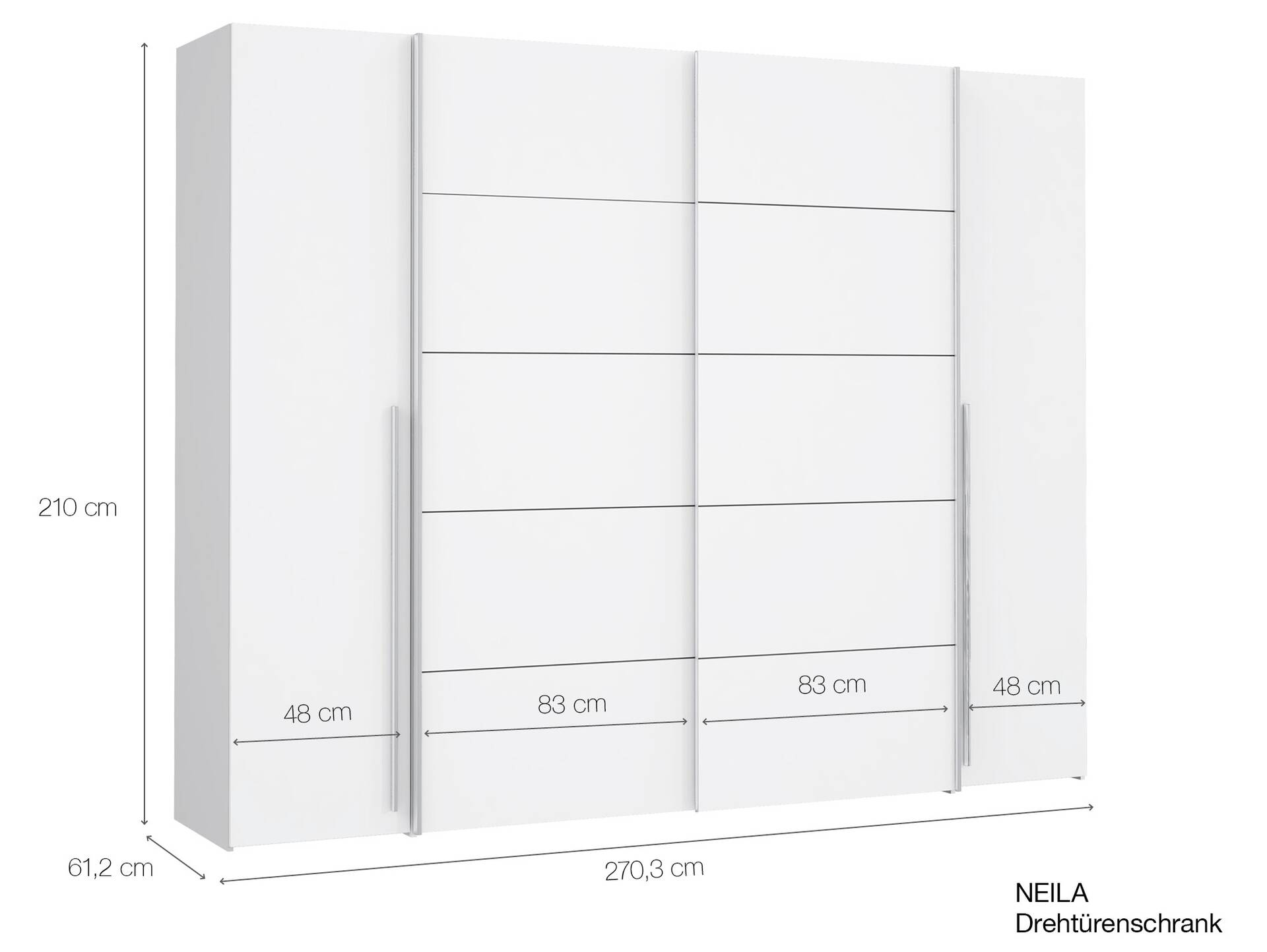 NEILA Drehtüren-/Schiebetürenschrank, Material Dekorspanplatte weiss