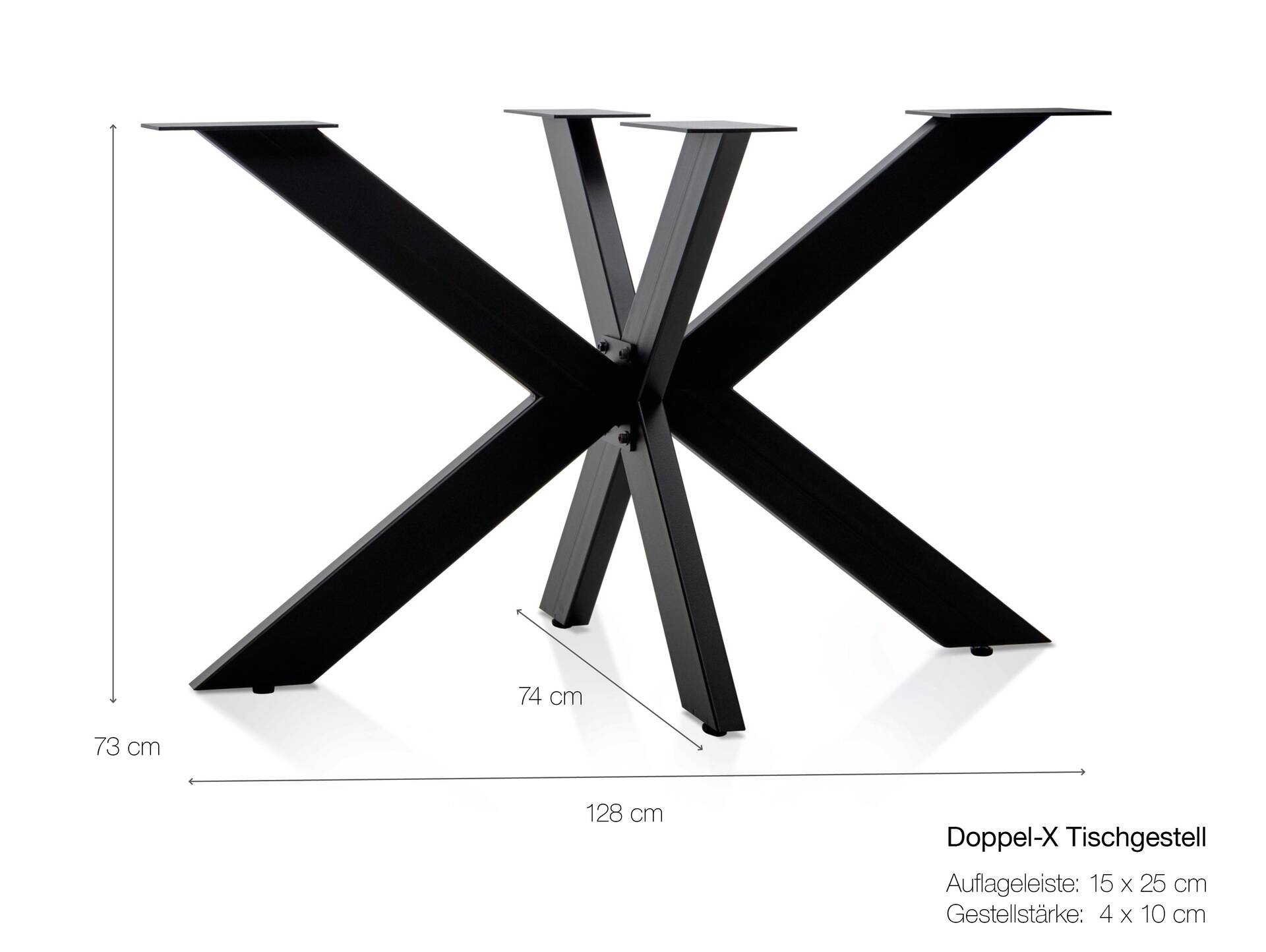 Tischgestell Doppel-X pulverbeschichtet schwarz RAL9005 FS 