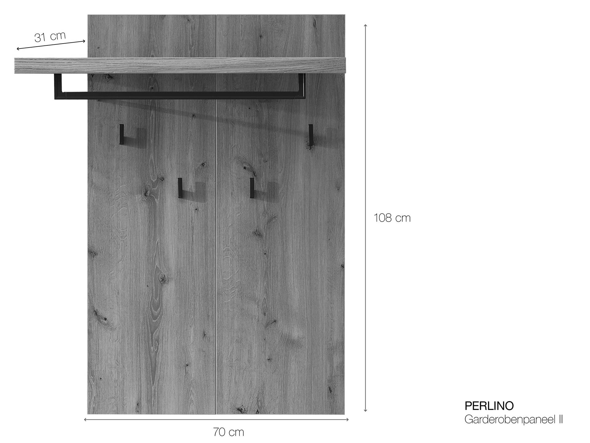 PERLINO Garderobenpaneel II, Material Spanplatte, eichefarbig 