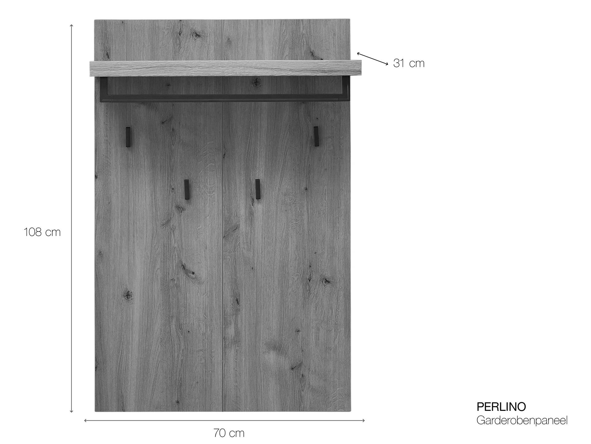 PERLINO Garderobenpaneel, Material Spanplatte, eichefarbig 