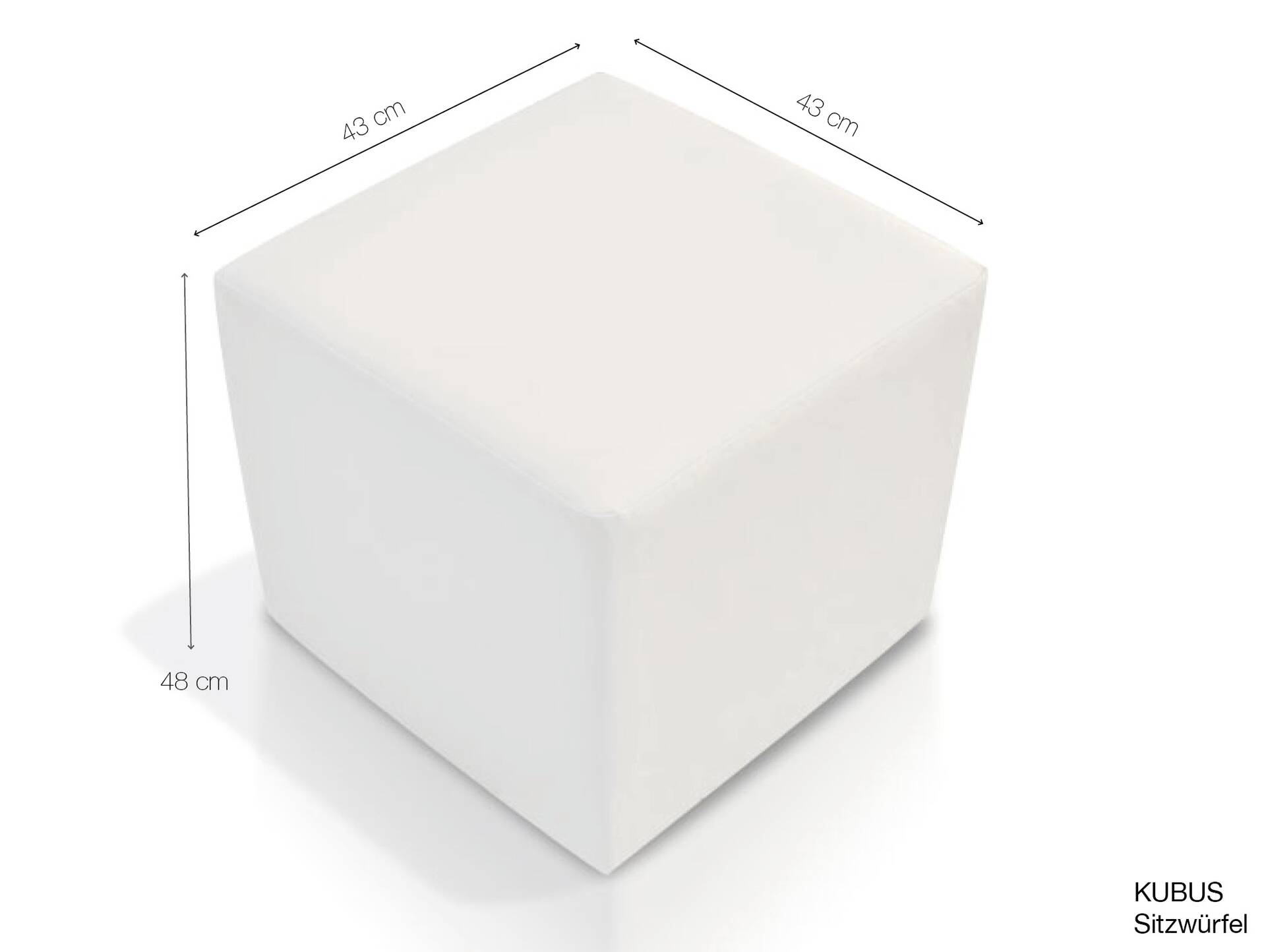 KUBUS Bequemer Sitzwürfel, Material Kunstleder 48x43x43 Bandscheibenwürfel beige