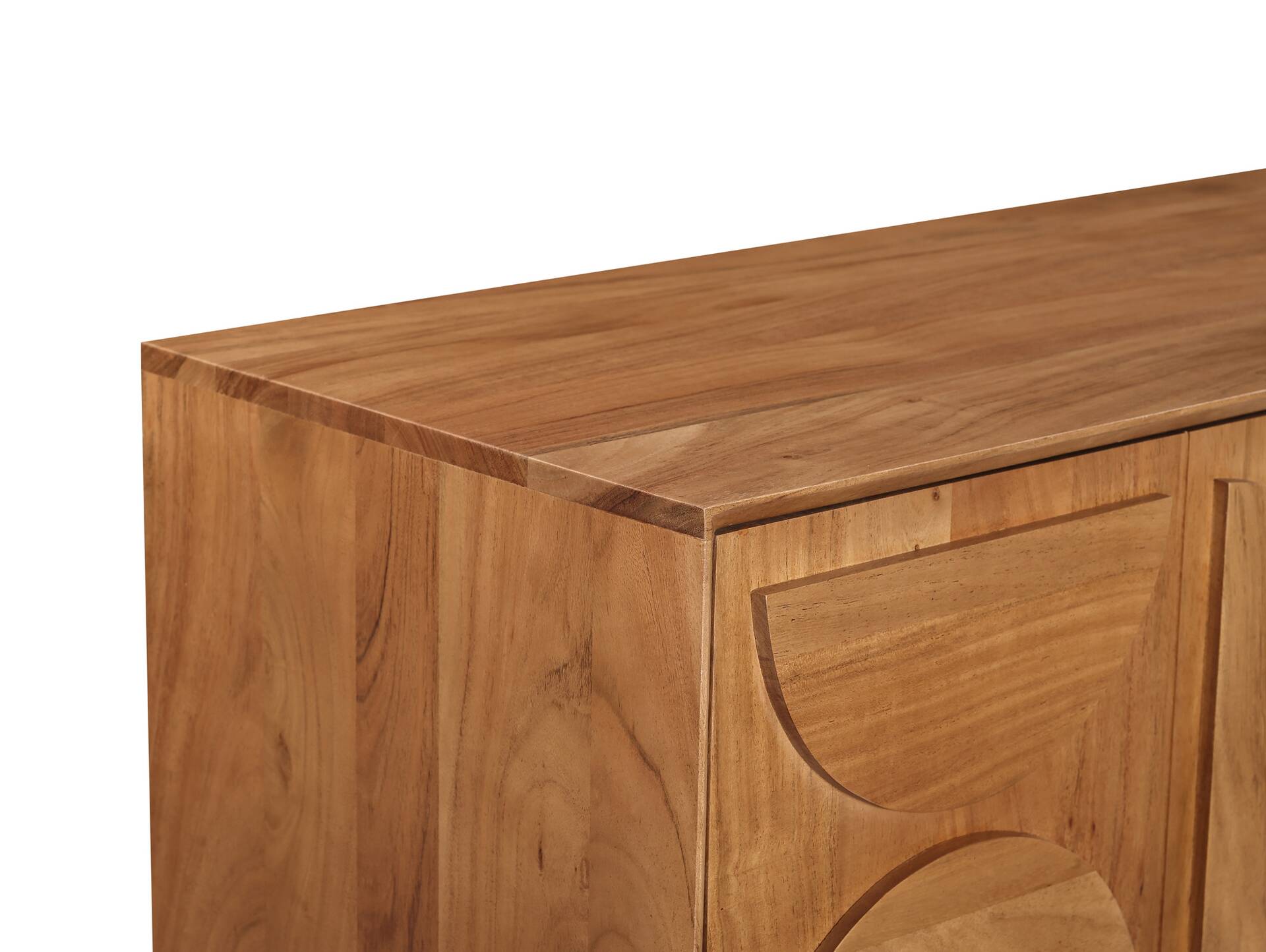 CATANDO TV-Element, Material Massivholz, Akazie honigfarben/Abs. schwarz 