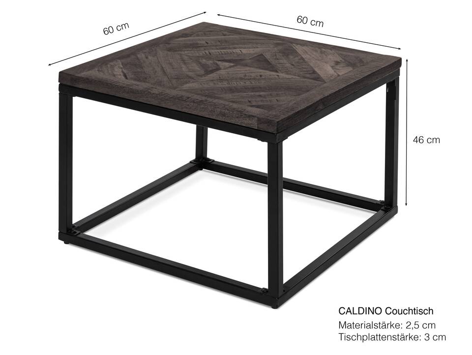 CALDINO Couchtisch, Material Massivholz, Akazie, 60x60 cm 