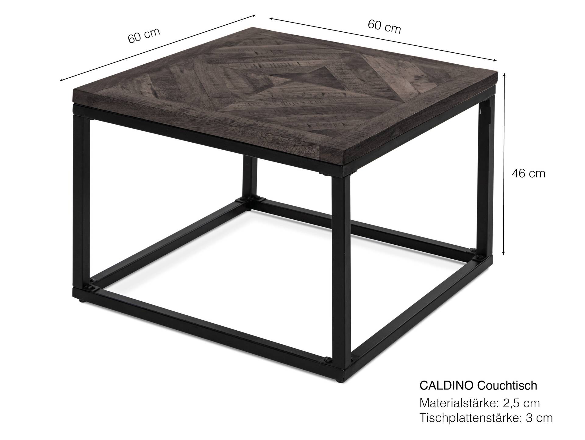CALDINO Couchtisch, Material Massivholz, Akazie, 60x60 cm 