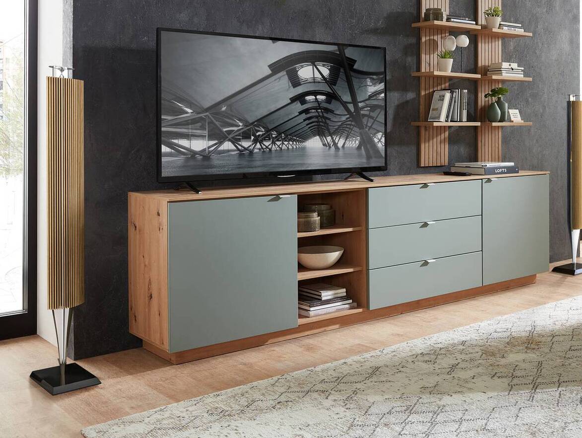 CASSINO TV-Sideboard II, Material Dekorspanplatte, Artisan Eiche Nachbildung weiss