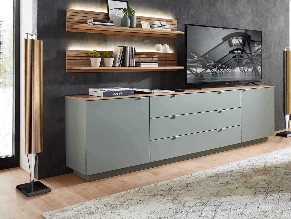 CASSINO TV-Sideboard, Material Dekorspanplatte, Artisan Eiche Nachbildung schwarz