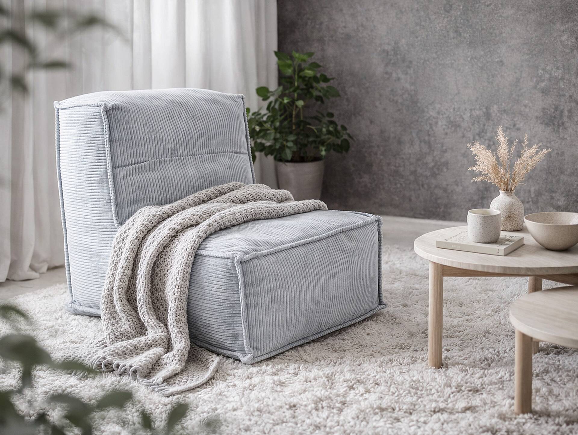 COZY Sitzsack, Material Cord Grau
