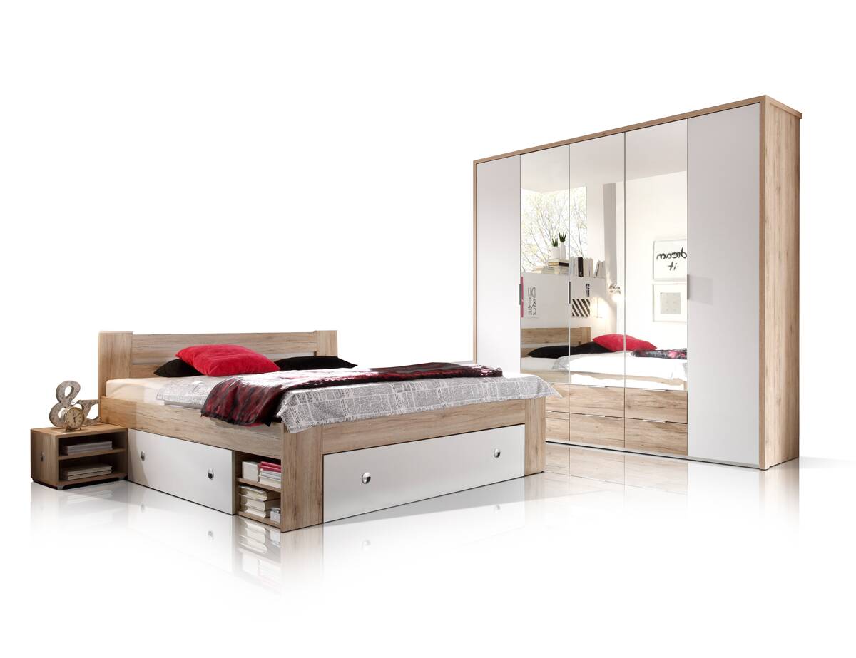 CONNY Komplett-Schlafzimmer Eiche San Remo/weiss 