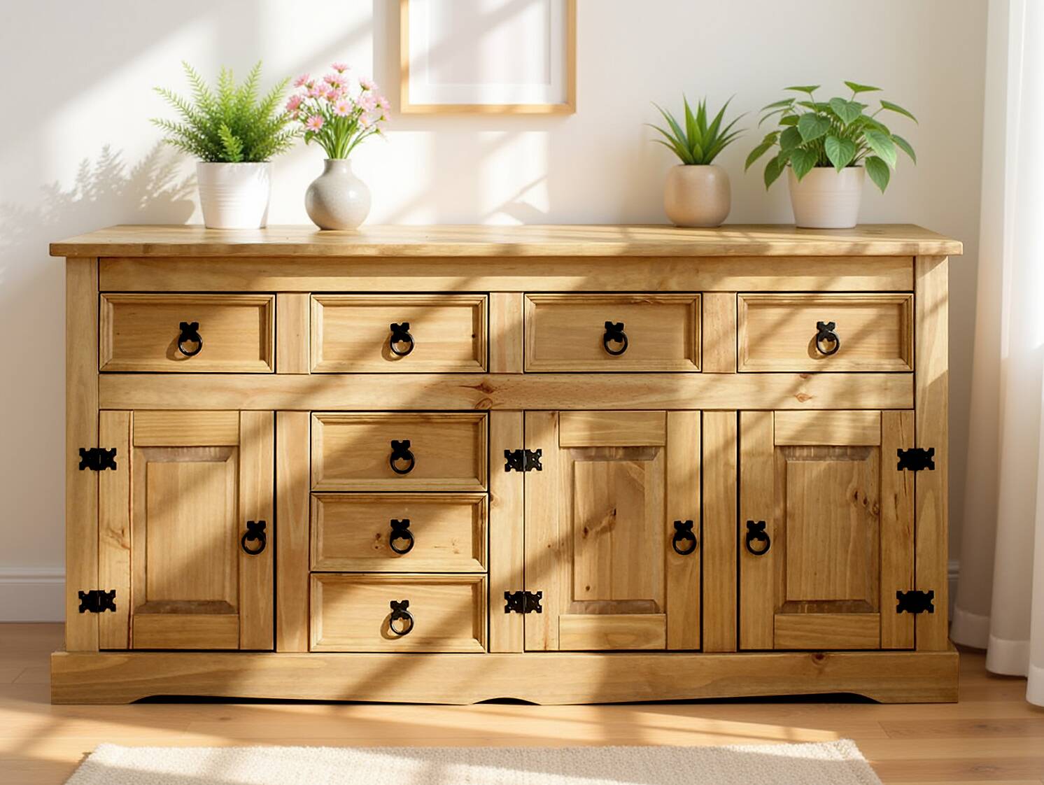 CORTON Sideboard II, Material Massivholz, Kiefer gewachst Honigfarbig