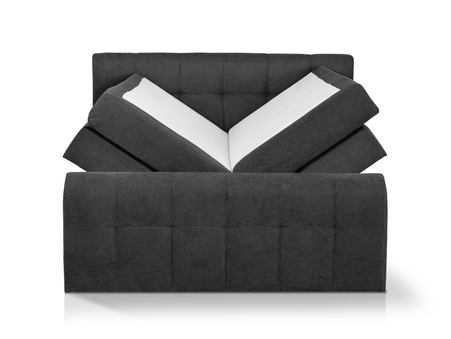 ARTEMIS NEW Boxspringbett, Material Stoff 160 x 200 cm | Anthrazit | Härtegrad 2
