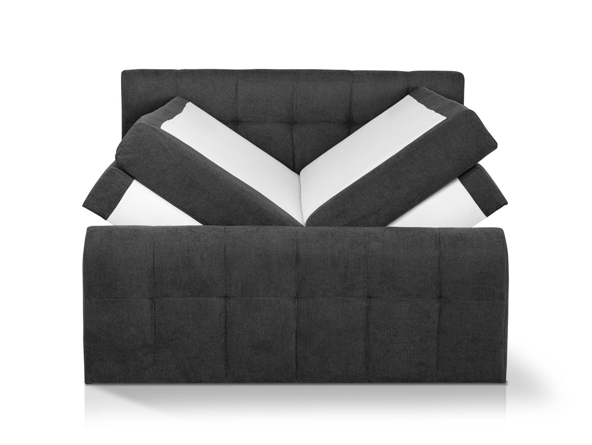 ARTEMIS NEW Boxspringbett, Material Stoff 160 x 200 cm | Anthrazit | Härtegrad 2