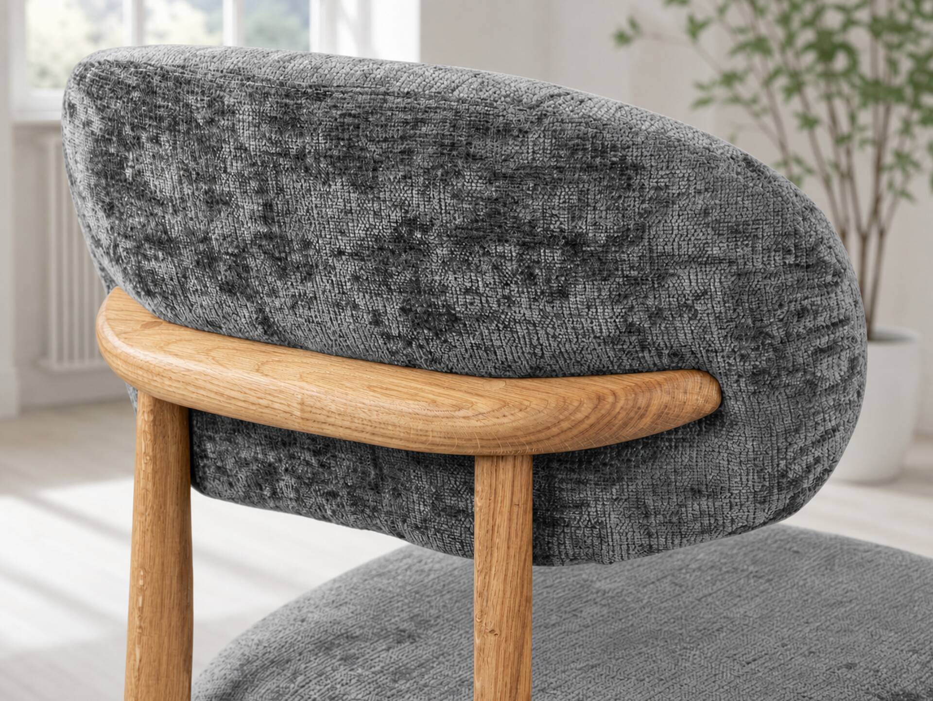 NELLI Polsterstuhl, Material Massivholz / Stoff Grau