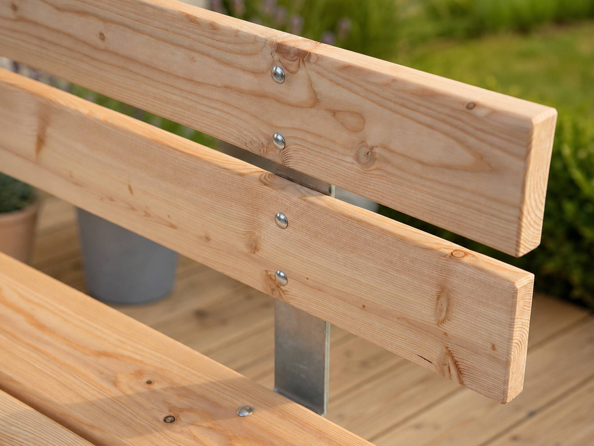 GAVINO Gartenbank mit Lehne, Material Massivholz/Edelstahl 150 cm