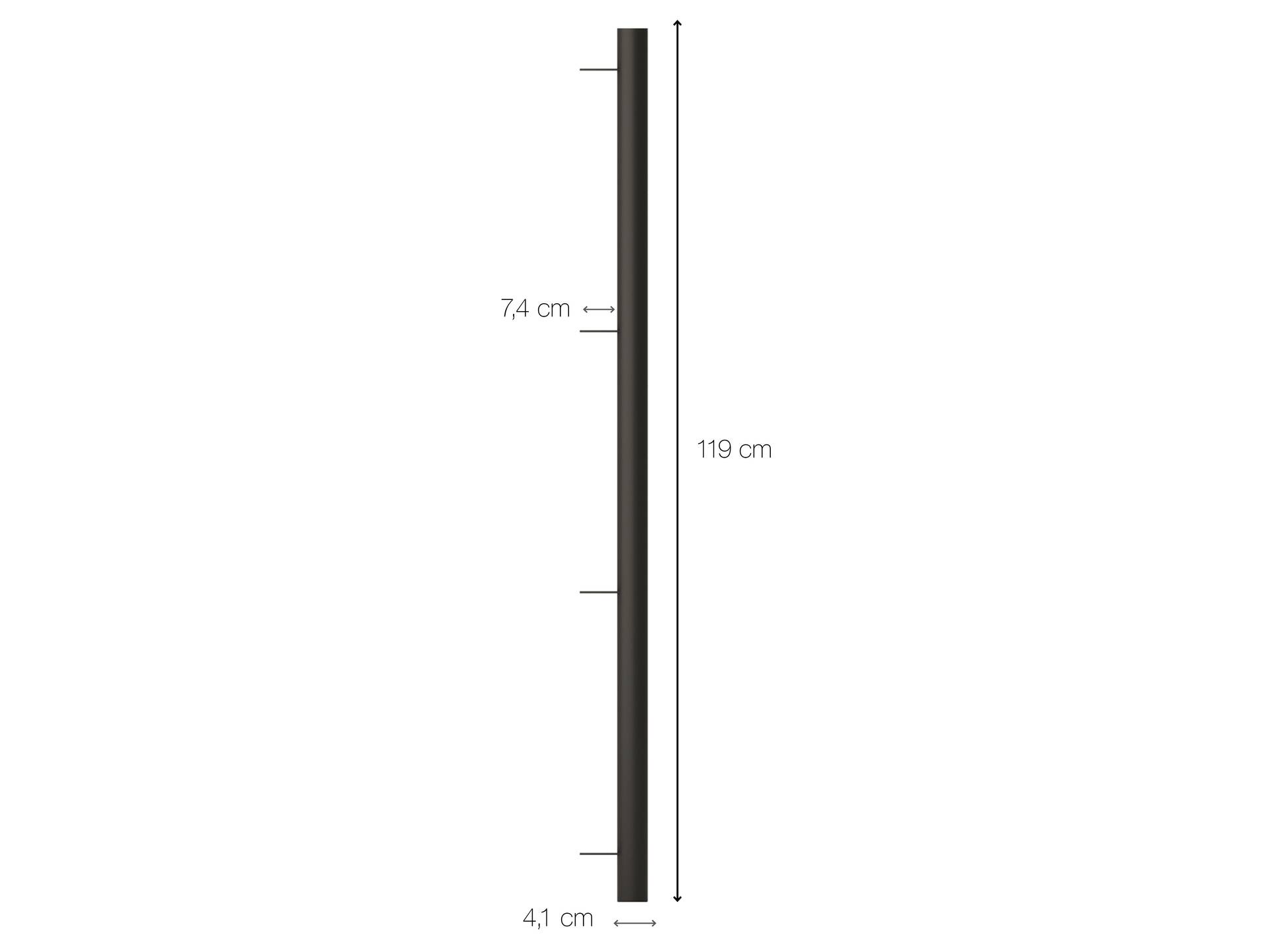 LIVERPOOL Eckteil, Material Metall schwarz matt, verschiedene Größen erhältlich 119 cm - für 4 Böden