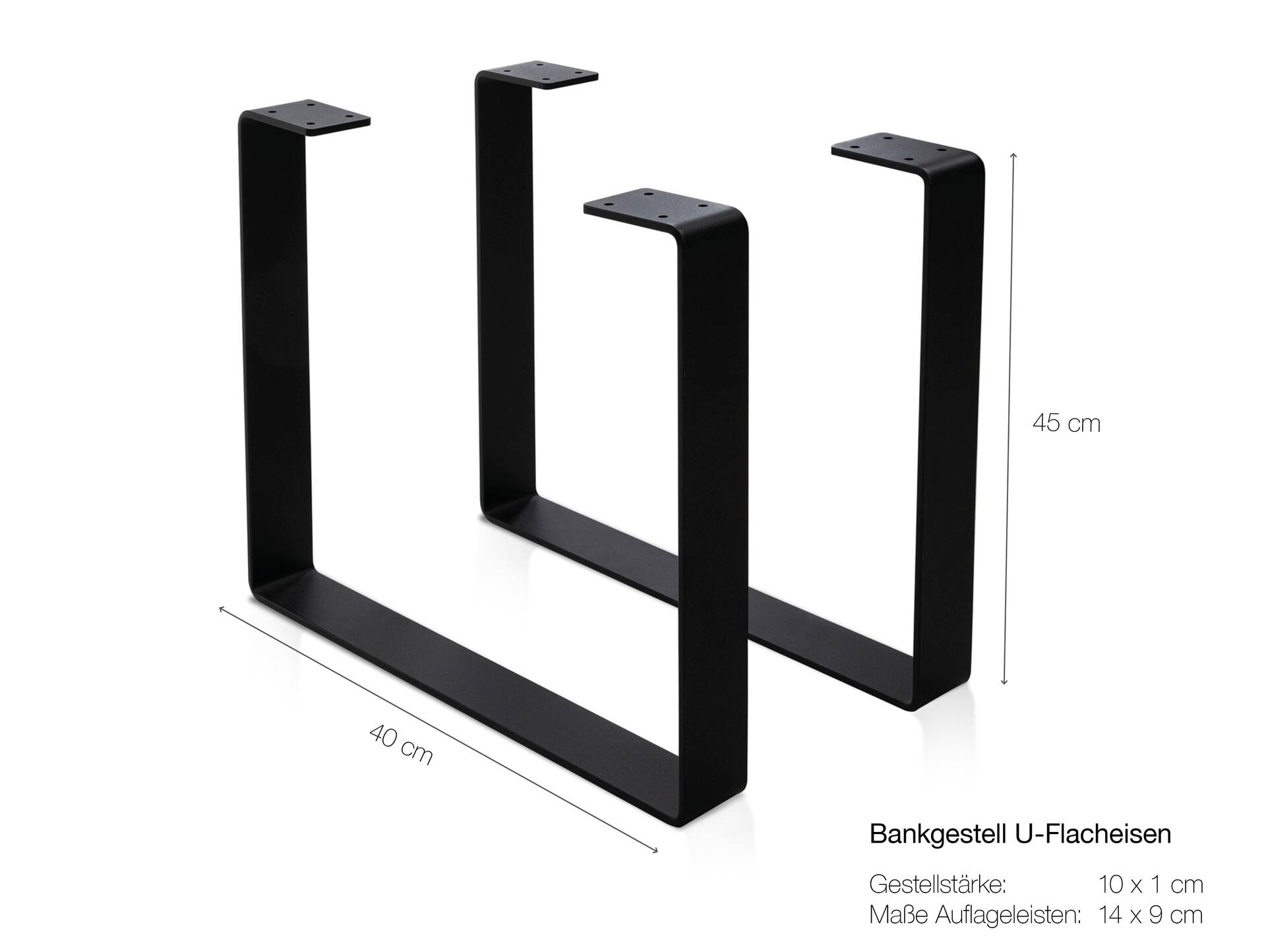 2er Set Bankbeine/Kufenbeine, Material Stahl, U-Flacheisen schwarz 
