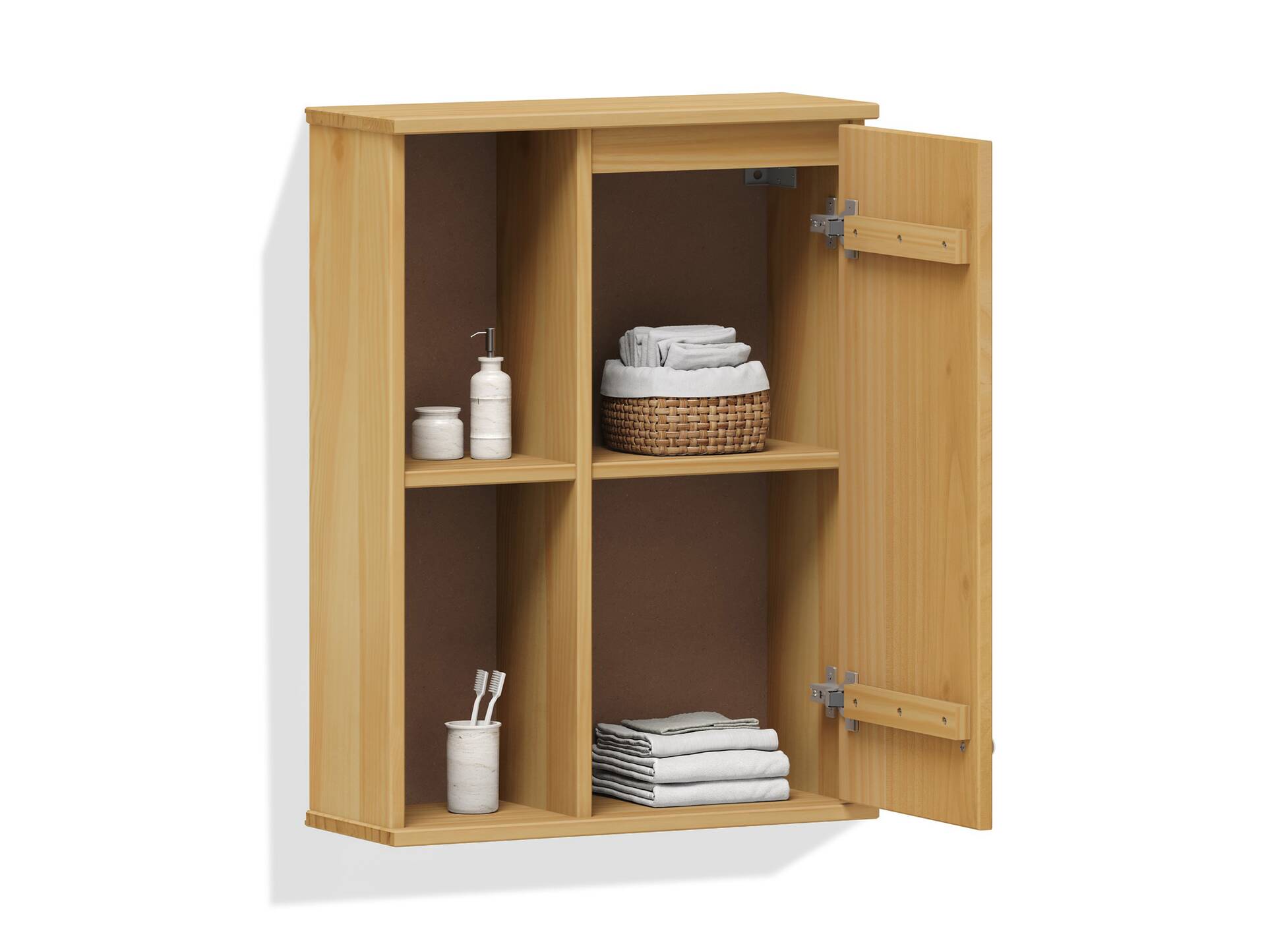 AYKO Hängeelement fürs Badezimmer, Material Massivholz, Kiefer eichefarbig lackiert 