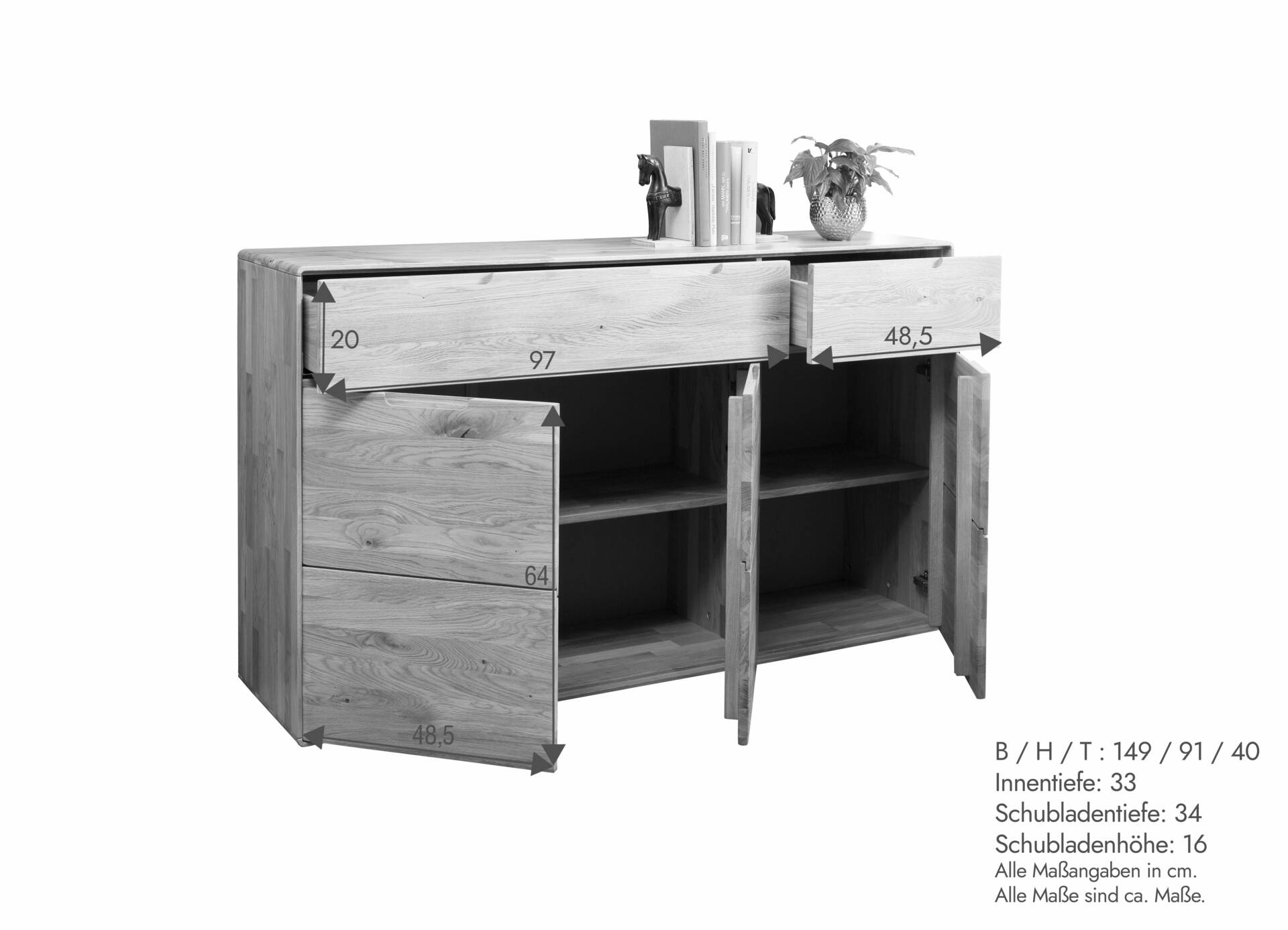 ANDINO Kommode III, Material Massivholz, Wildeiche geölt 