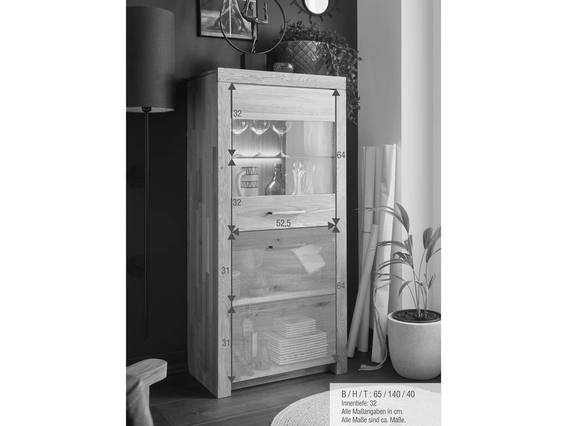 KAMILLA Highboard III, Material Massivholz, Wildeiche geölt 