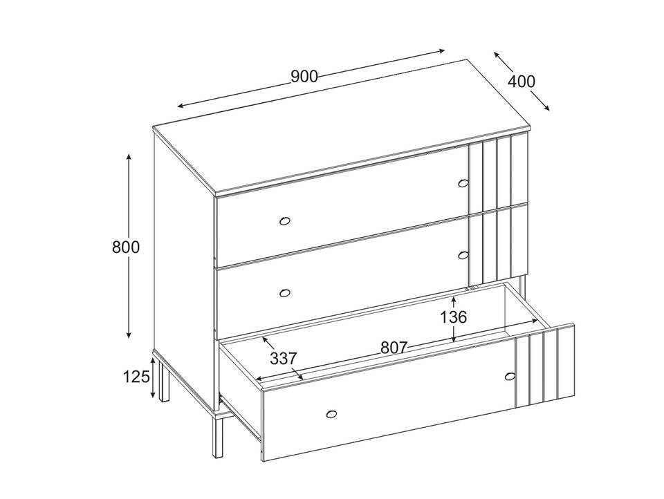 AYKO Sideboard I, Material Massivholz, Kiefer eichefarbig lackiert 