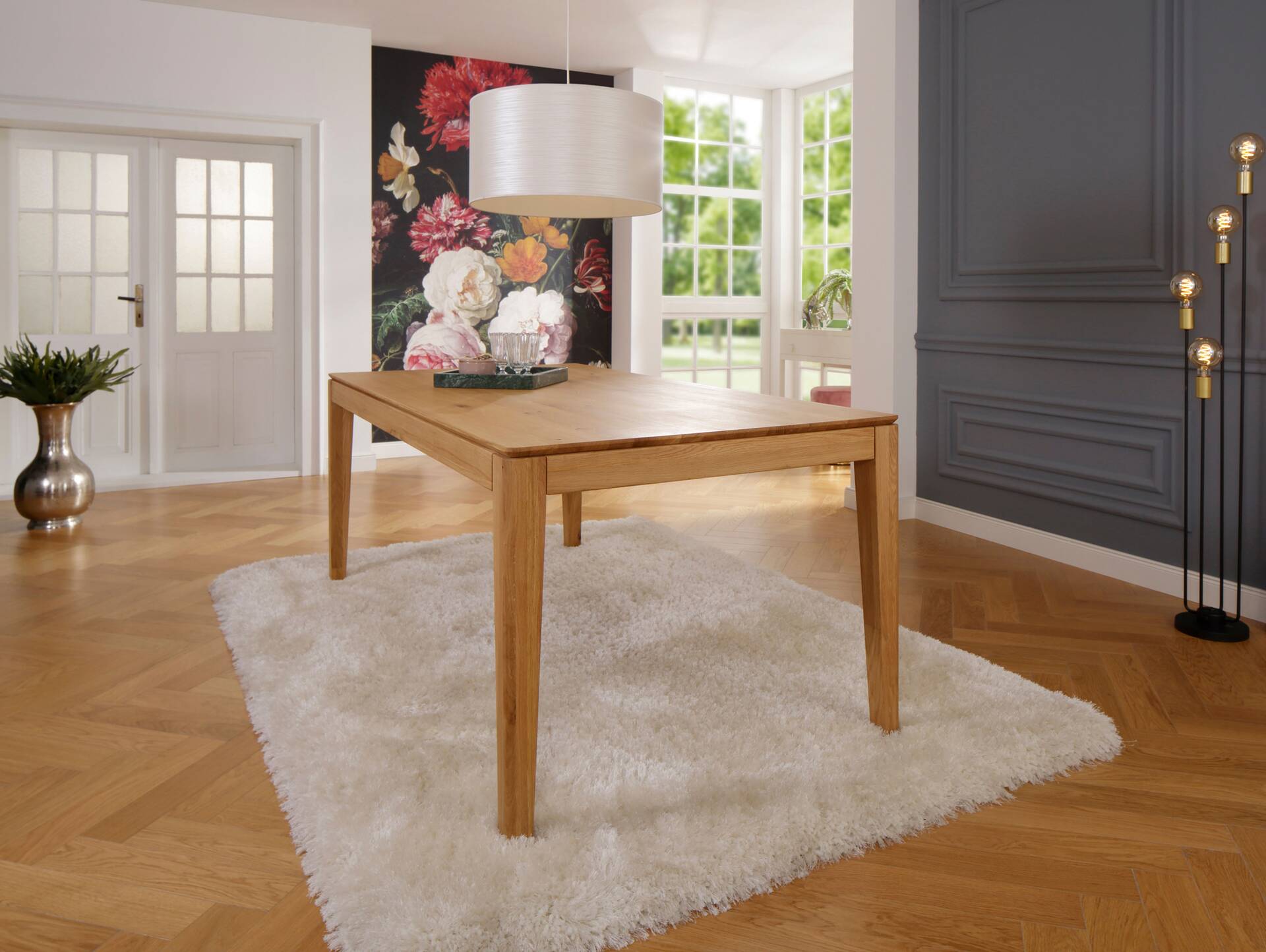 SITANO Ausziehtisch, Material Massivholz, Wildeiche geölt 140/225 x 90 cm
