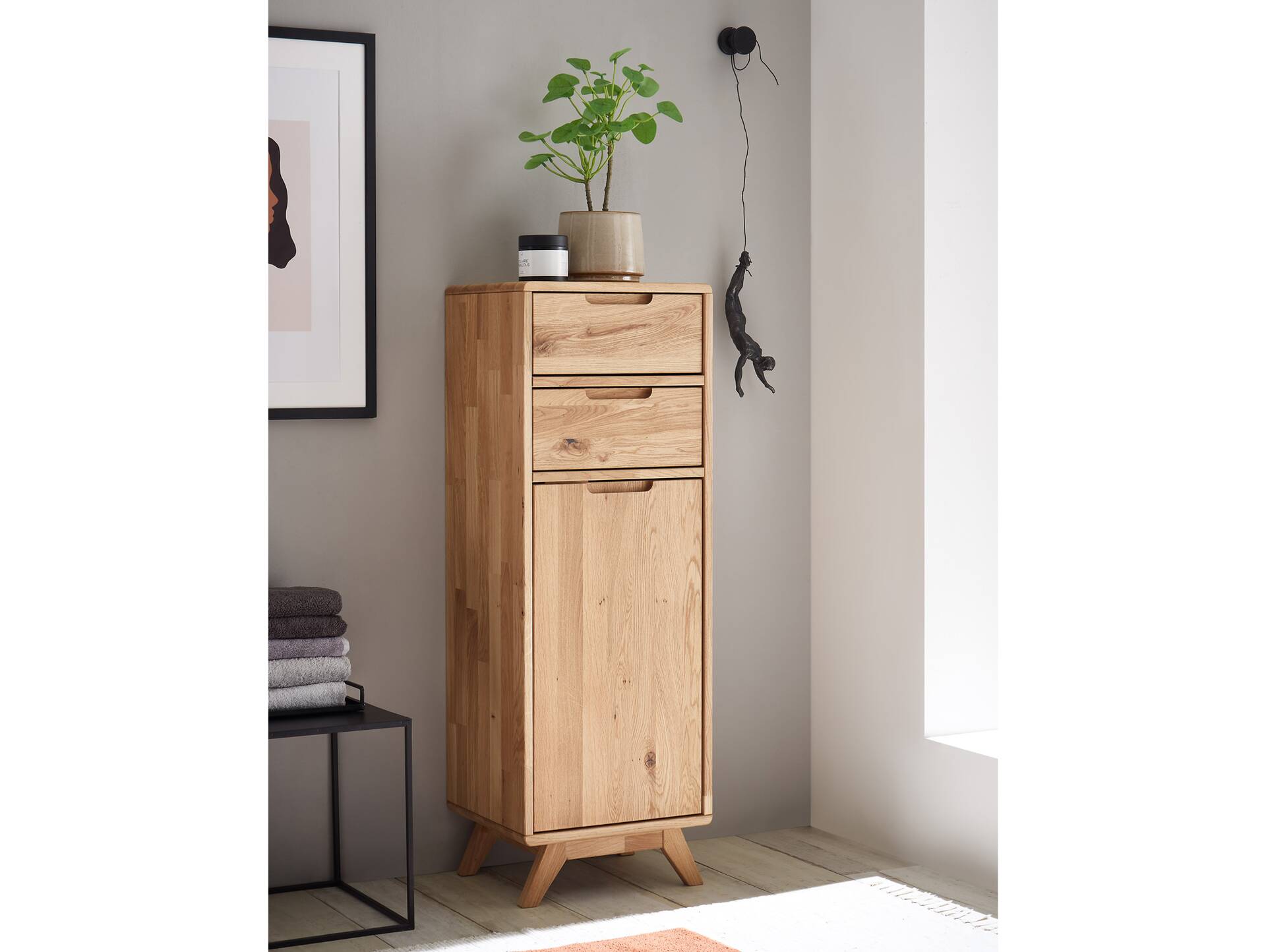 LEONARD Midi-Schrank I, Material Massivholz, Wildeiche geölt 