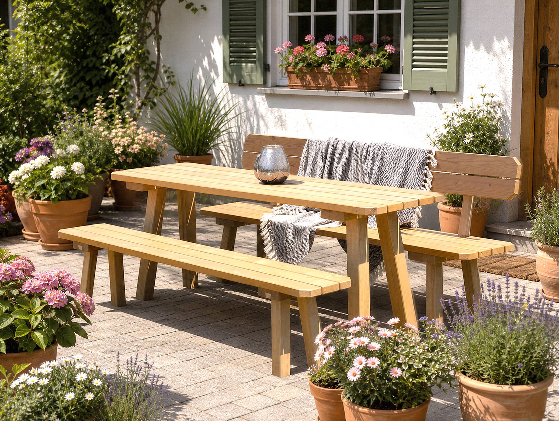 EIBSEE Gartentisch, Material Massivholz, Thermo-Fichte lasiert 160 x 60 cm