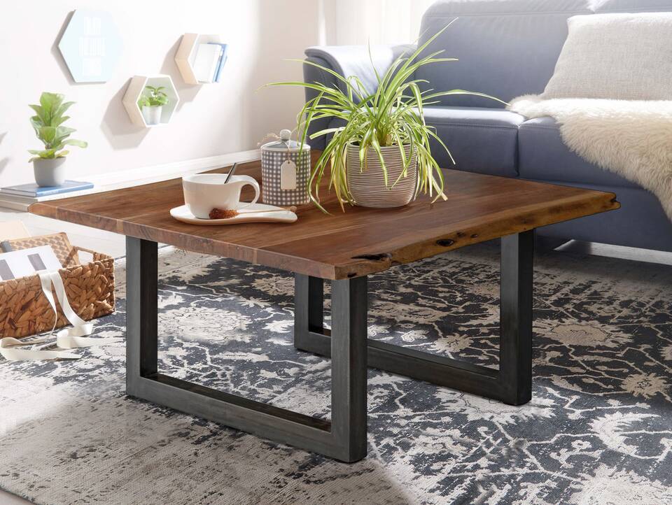 GERA Couchtisch, Material Massivholz/Metall, Akazie lackiert 