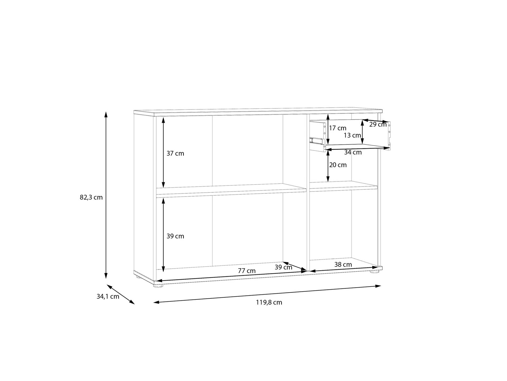 GINNY Kommode III, Material Spanplatte Salbei
