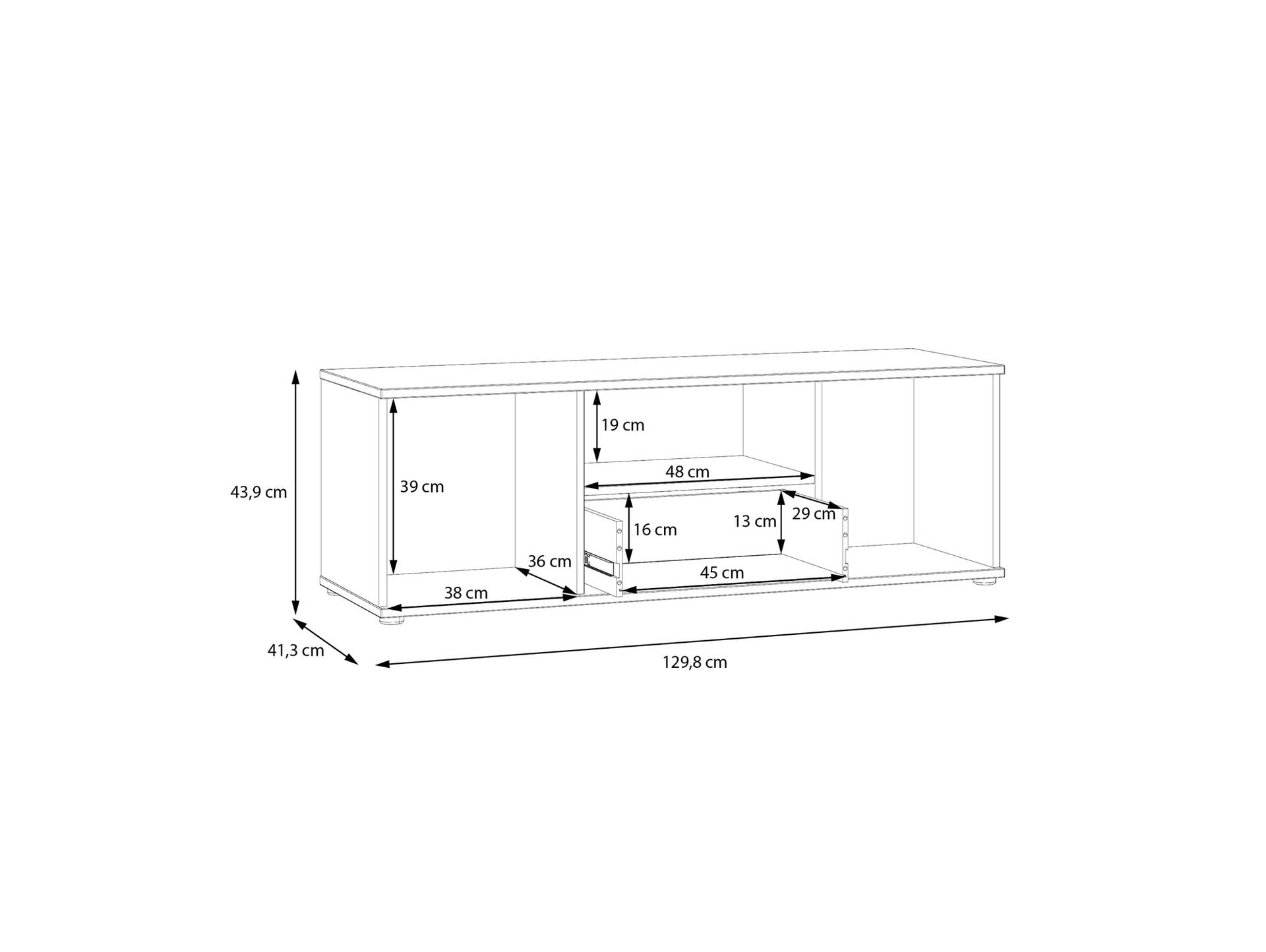 GINNY TV-Board, Material Spanplatte Salbei