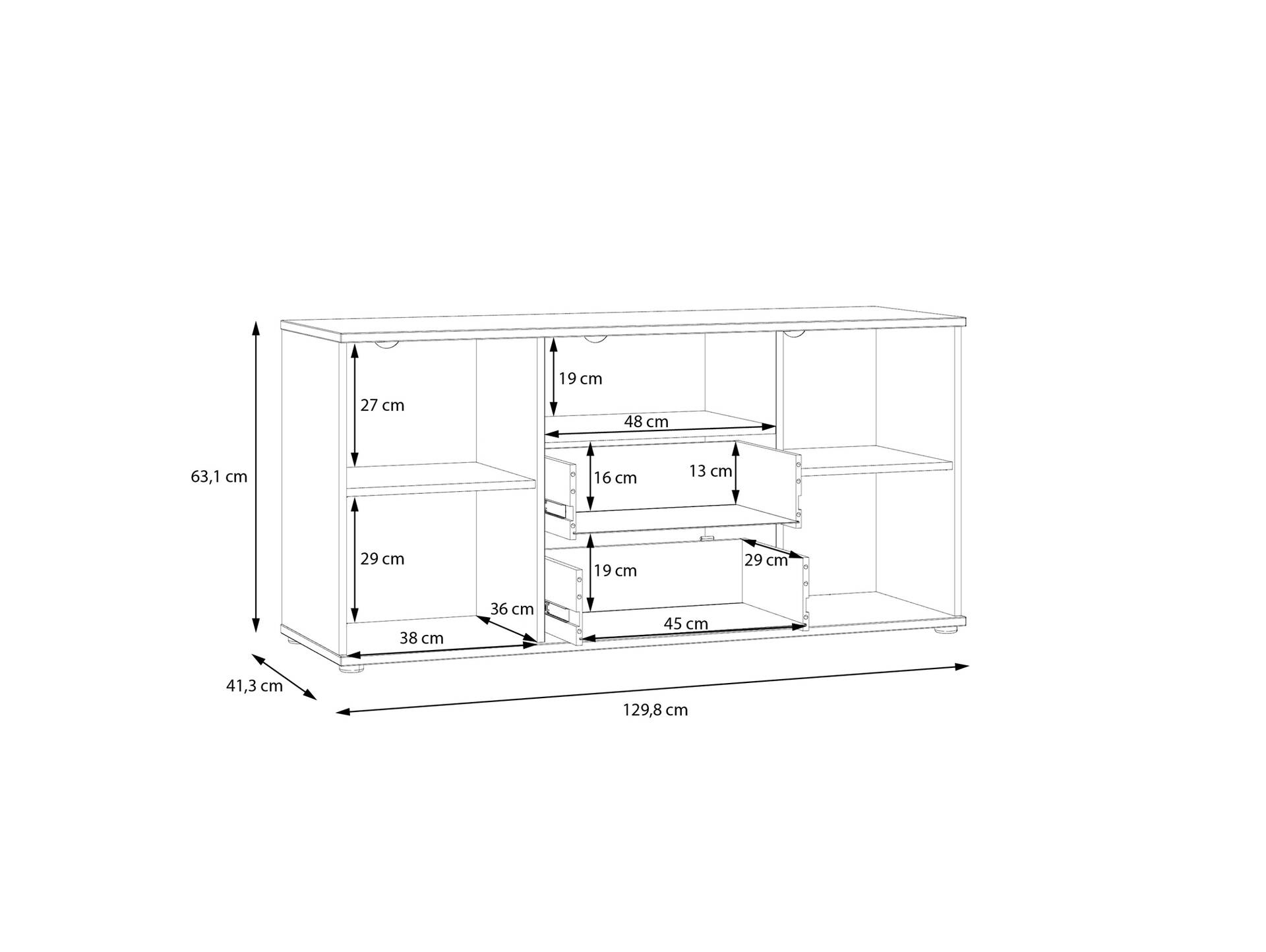 GINNY TV-Unterschrank, Material Spanplatte Salbei