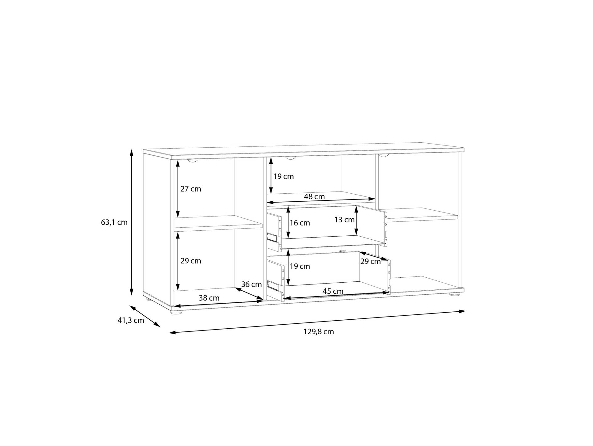 GINNY TV-Unterschrank, Material Spanplatte Sand