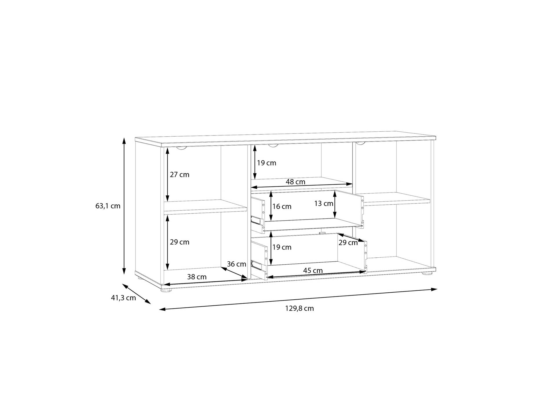 GINNY TV-Unterschrank, Material Spanplatte Terracotta
